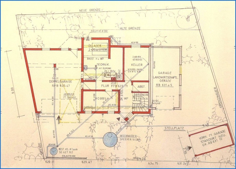Grundriss, EG Zweifamilienhaus Pfullendorf / Aach-Linz