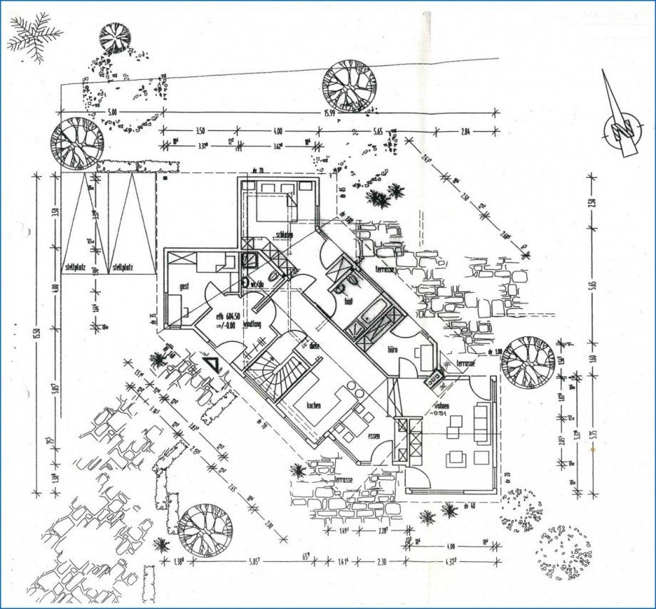 Grundriss_Erdgescho� Einfamilienhaus M�hlingen / Zoznegg
