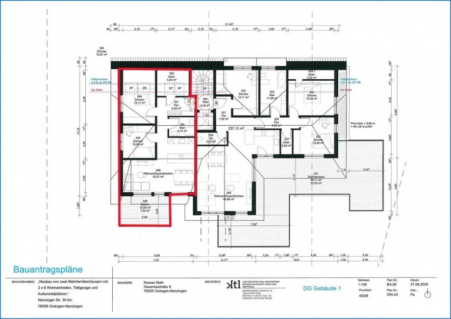 Grundriss DG Whg. 7 Etagenwohnung Orsingen-Nenzingen