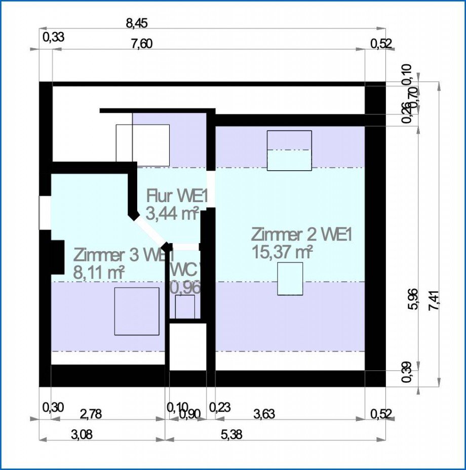 Grundriss DG1 Etagenwohnung M�hlingen / Zoznegg