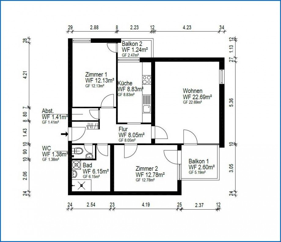 Grundriss Etagenwohnung Allensbach