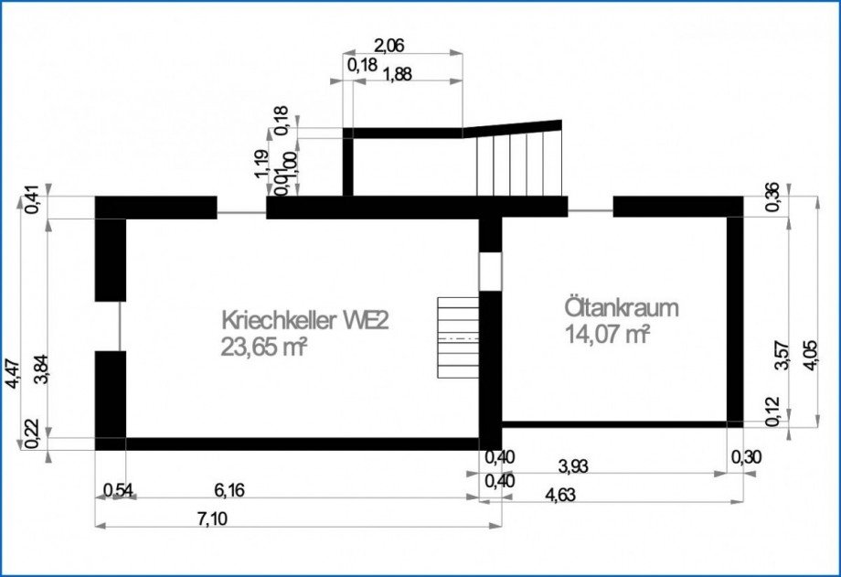 Grundriss UG Etagenwohnung M�hlingen / Zoznegg