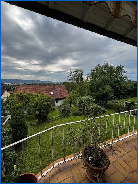 Aussicht von Erdgescho� Balkon Mehrfamilienhaus Radolfzell am Bodensee