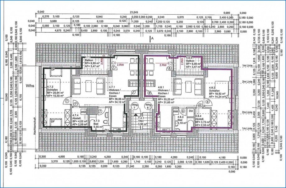 DG Grundriss Whg. 08 (Violett) Etagenwohnung Radolfzell am Bodensee