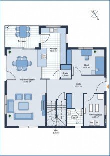Grundriss EG Visualisierung Gro�z�gig u. modern: Traum-Einfamilienhaus in sch�ner Lage von Rielas.-Worblingen,Bj.24, KfW 40+ !
