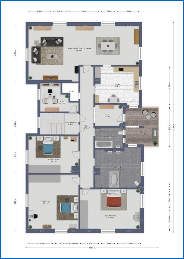 Grundriss bema�t 1. Obergeschoss Etagenwohnung Radolfzell am Bodensee