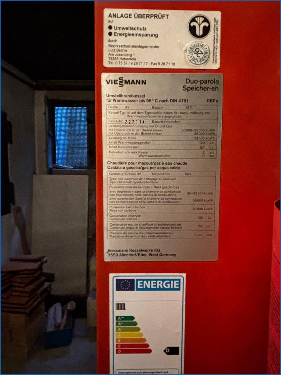 Typenschild Heizung Einfamilienhaus Stockach