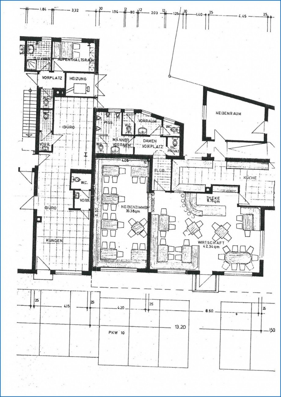 EG Grundriss Gewerbe Gastronomie und Wohnung Stockach / Espasingen