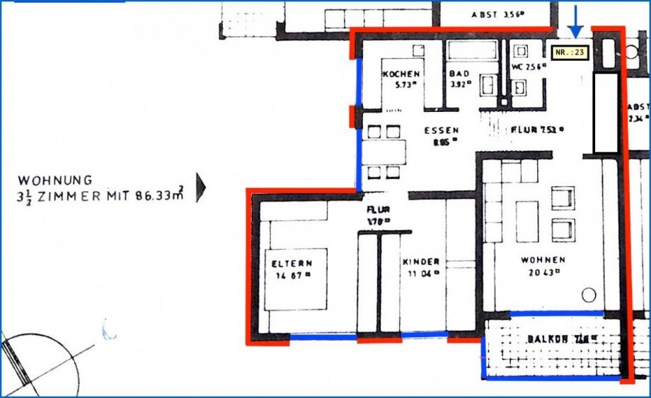 Grundrissplan Etagenwohnung Radolfzell am Bodensee