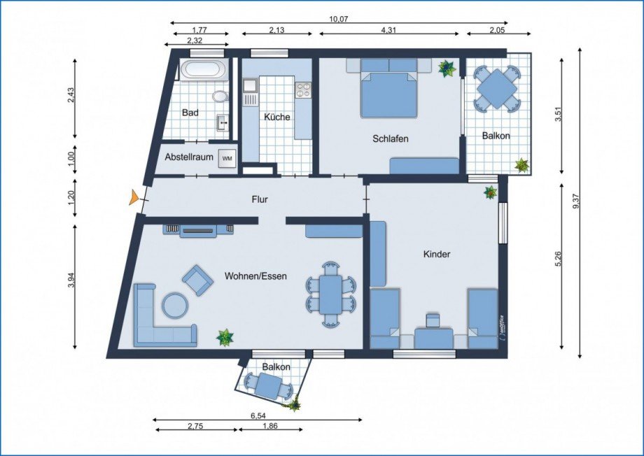 Grundriss Wohnung E-1356 Etagenwohnung Radolfzell am Bodensee