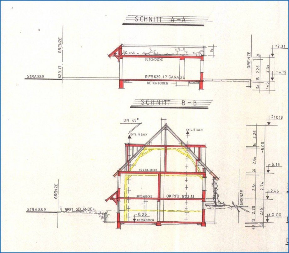 Schnitt Zweifamilienhaus Pfullendorf / Aach-Linz