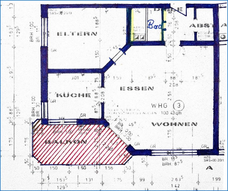 Grundrissplan Souterrainwohnung Radolfzell am Bodensee