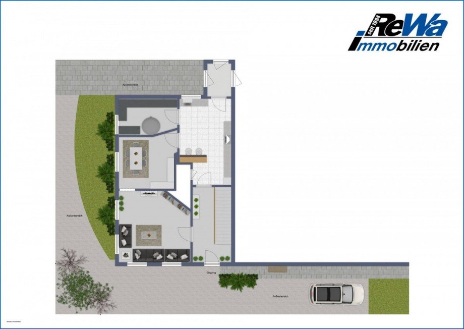 Grundriss Zufahrt Einfamilienhaus Mengen / Rosna