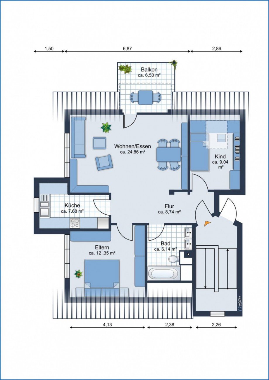 Grundriss Wohnung Dachgeschosswohnung Stei�lingen