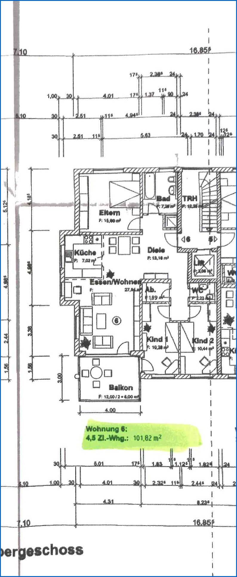Grundriss Wohnung 6 Etagenwohnung Radolfzell am Bodensee
