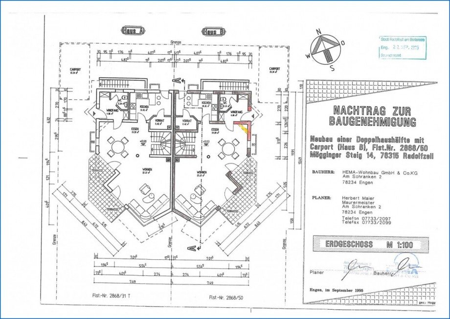 EG Grundriss Doppelhaush�lfte Radolfzell am Bodensee
