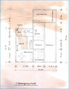 1.OG Grundriss Steisslingen: Einfamilienhaus m. sch�nem, gro�em Bau-Grundst�ck (knapp 1000 qm) u. viel Nutzfl�che!