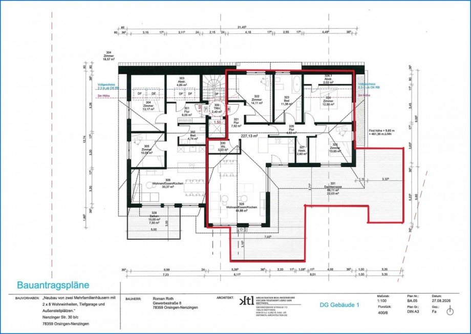 Grundriss DG Whg. 8 Etagenwohnung Orsingen-Nenzingen