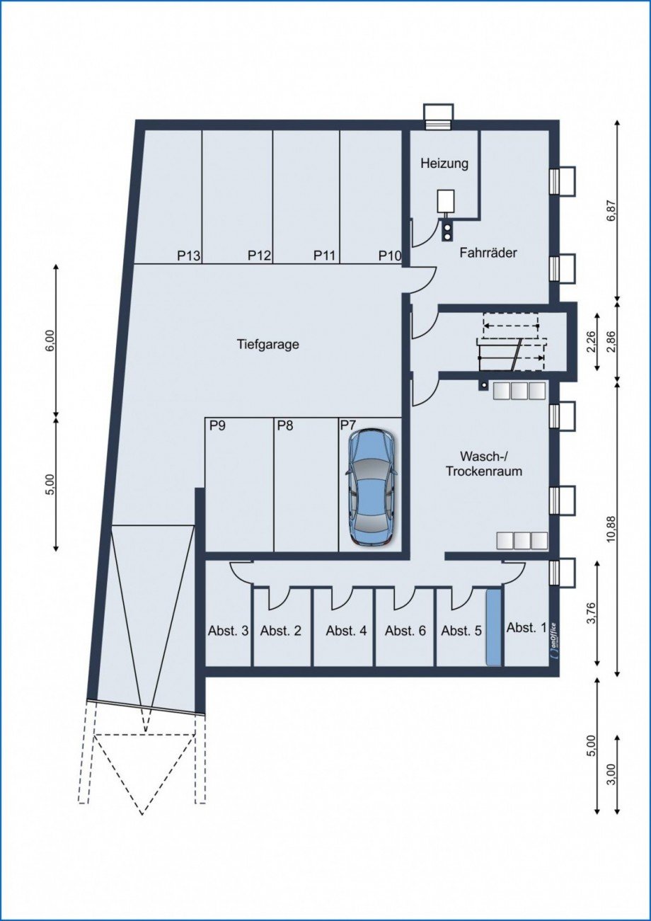 Grundriss UG und Tiefgarage Dachgeschosswohnung Stei�lingen