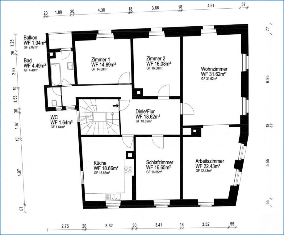 Grundriss Etagenwohnung Radolfzell am Bodensee