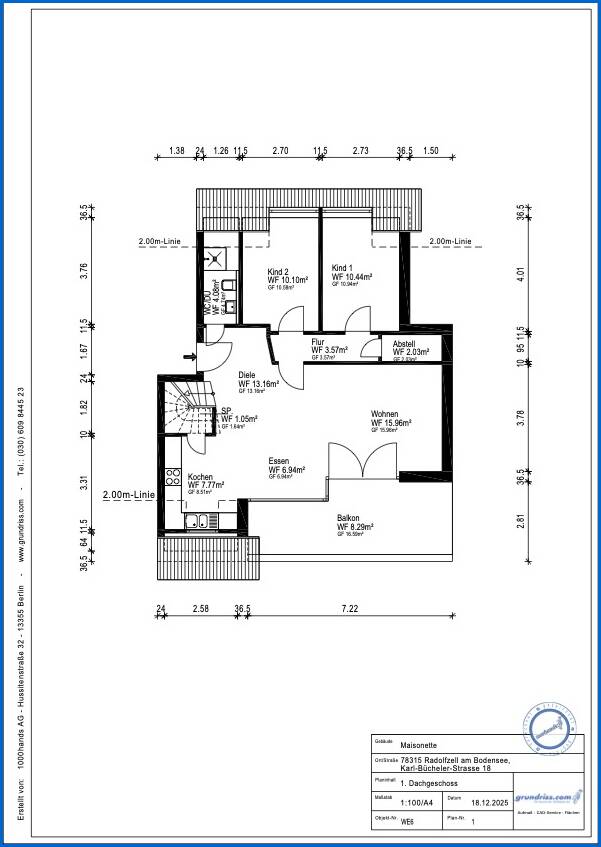 Grundriss 1 DG Maisonettewohnung Radolfzell am Bodensee