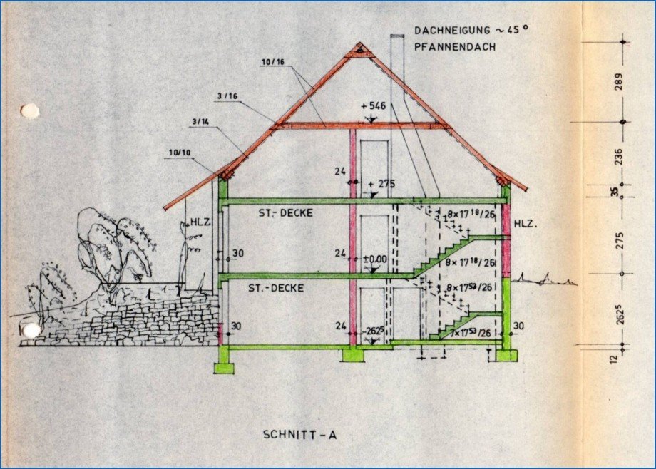 Schnitt Ostseite-1 Zweifamilienhaus Gailingen am Hochrhein
