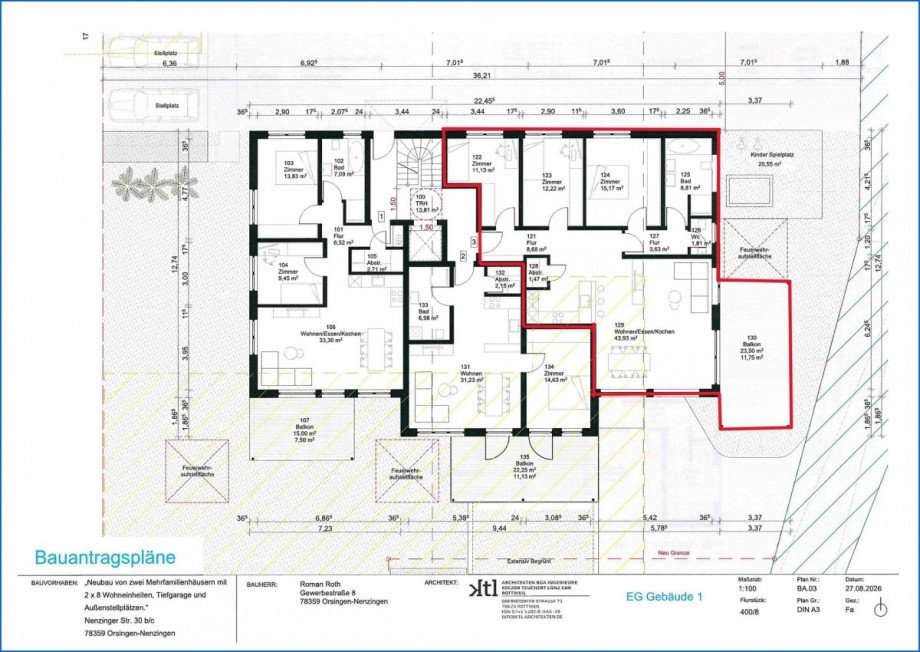 Grundriss EG Whg. 3 Etagenwohnung Orsingen-Nenzingen