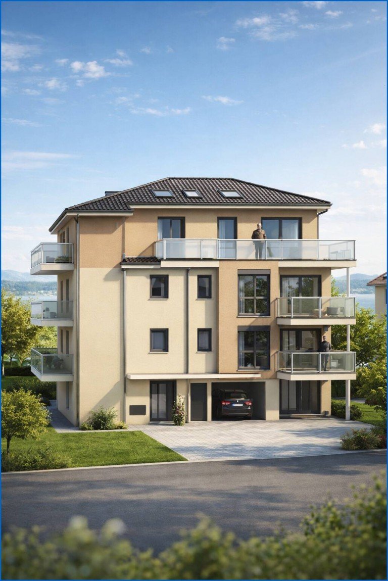Moderne Wohnanlage in Radolfzell am Bodensee Radolfzell am Bodensee Etagenwohnung Neubau in Radolfzell: stadtnahe 3,5 Zi.- Wohnungen mit 2 xBalkon und Aufzug, nur 5 Einheiten!