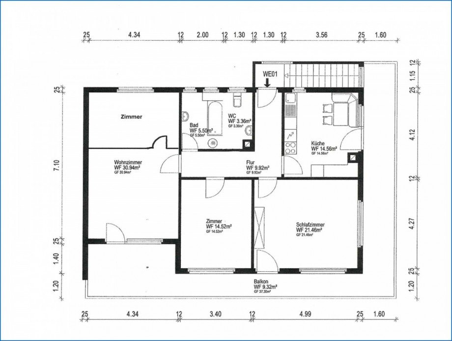 OG Grundriss Wohnung Industrieanlagen Stockach / Espasingen