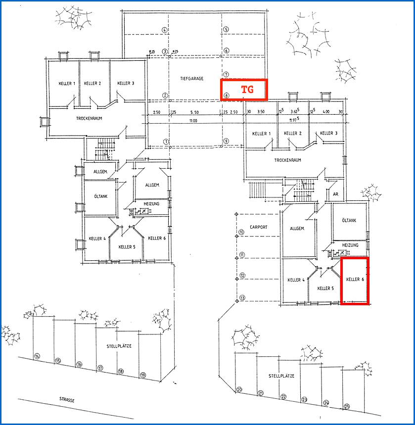 Grundriss KG und TG Etagenwohnung Hohenfels / Liggersdorf