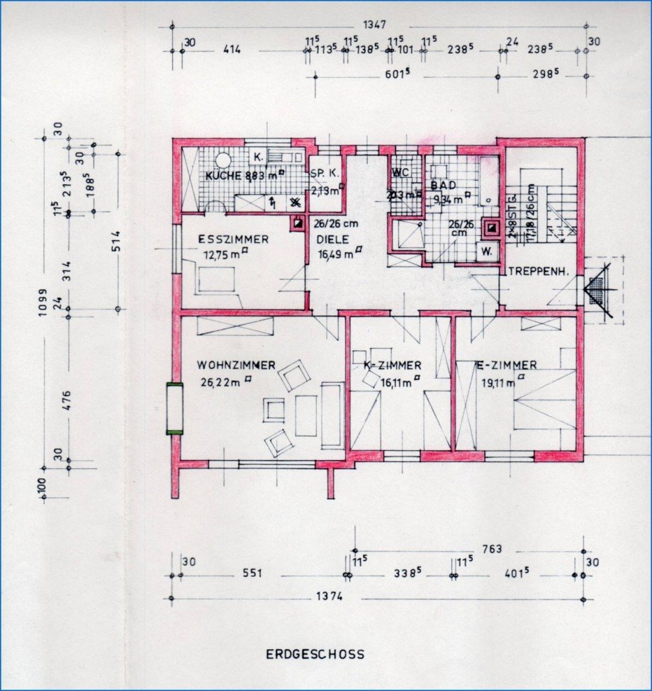 Grundriss Erdgeschoss Zweifamilienhaus Gailingen am Hochrhein