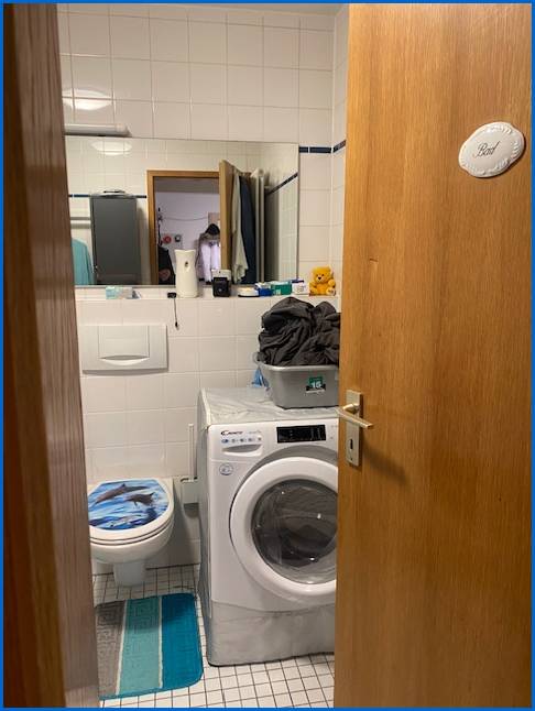 Blick ins Bad mit Waschmaschine Etagenwohnung Engen