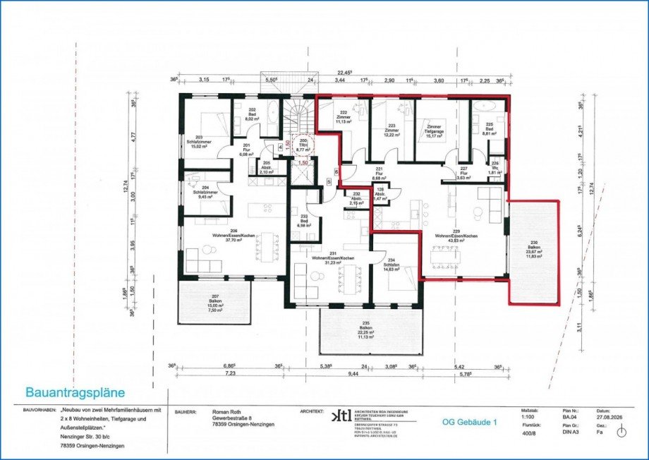 Grundriss OG Whg. 6 Etagenwohnung Orsingen-Nenzingen