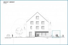 Ansicht Nordost VK-START: KFW 40 Plus - Attraktive 2,5 Zi.-Whg. im OG, Balkon, Aufzug, W�rmepumpe, FB-Hzg. PV, etc.