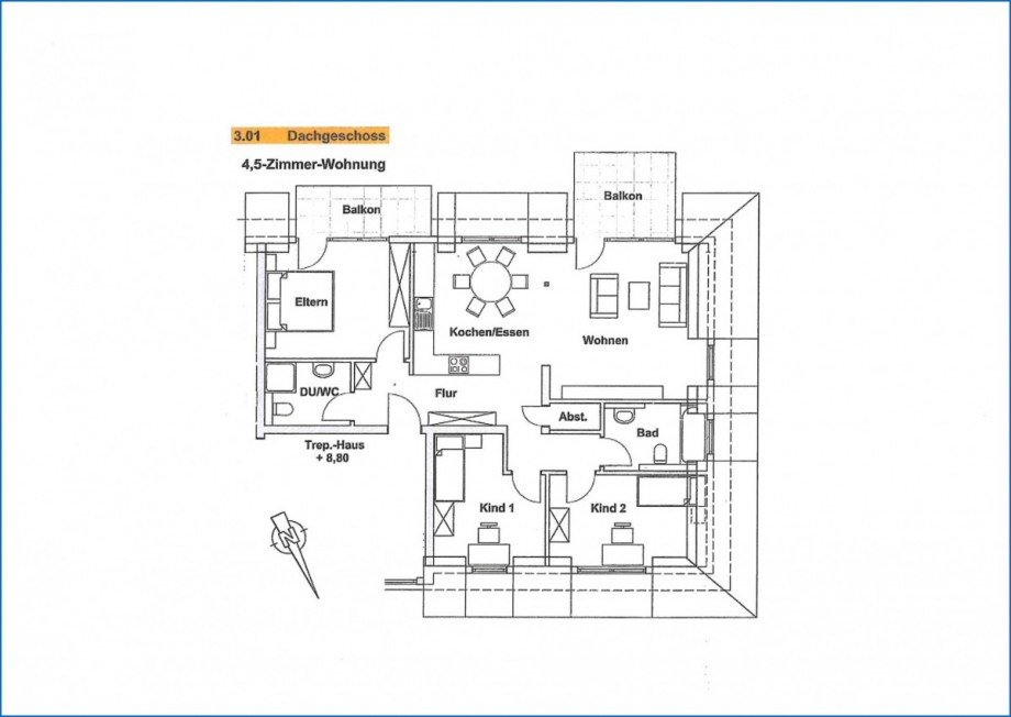 Grundriss orginal Dachgeschosswohnung Radolfzell am Bodensee