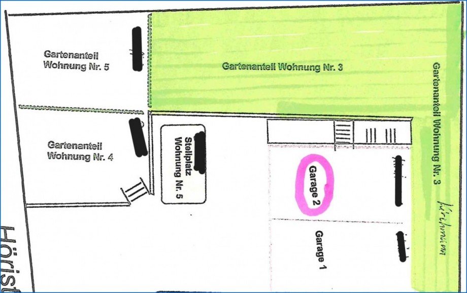 Gartenanteil Nr. 3 & Garage Nr. 2 Etagenwohnung Gaienhofen