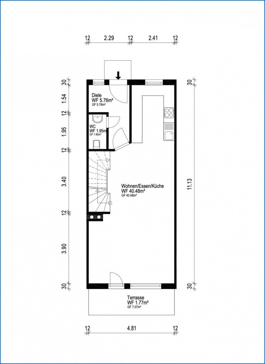 EG Grundriss Reihenmittelhaus Radolfzell am Bodensee / B�hringen