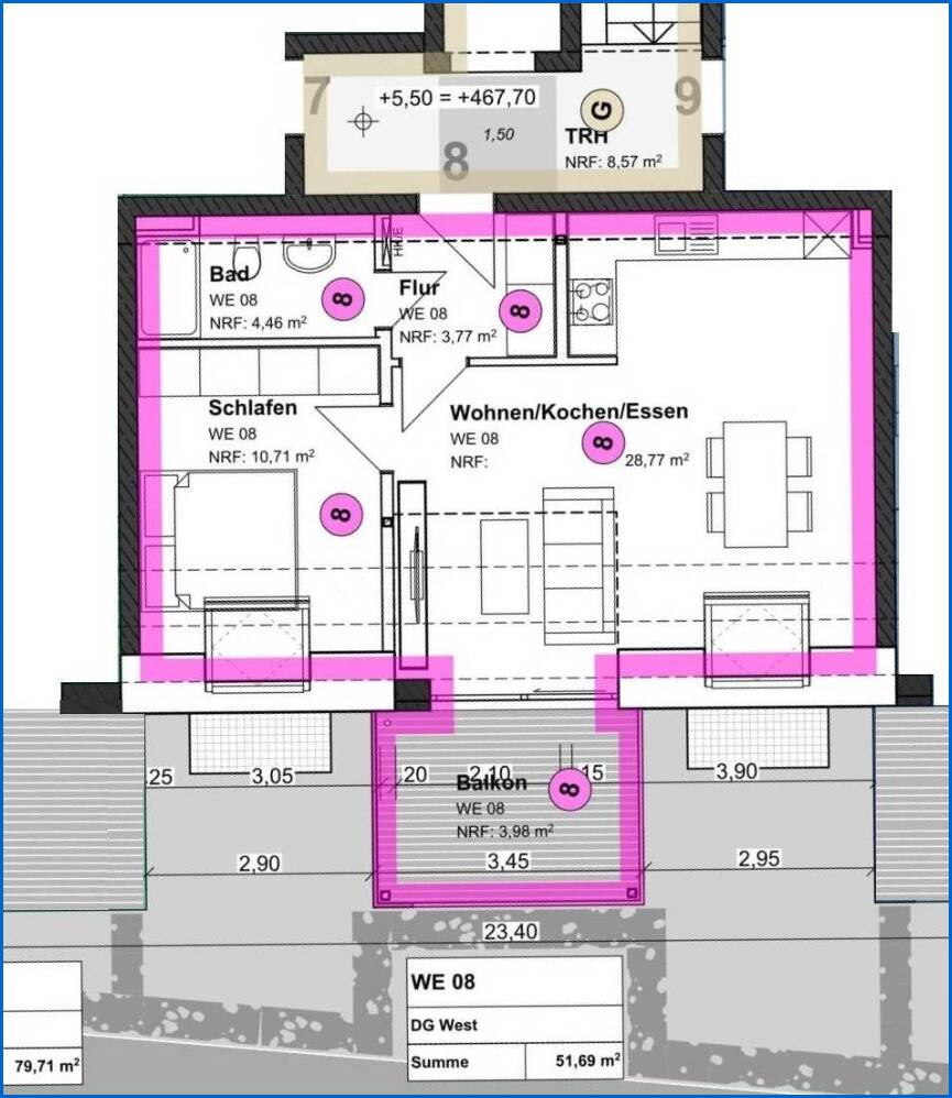 Grundriss Dachgeschosswohnung Stei�lingen
