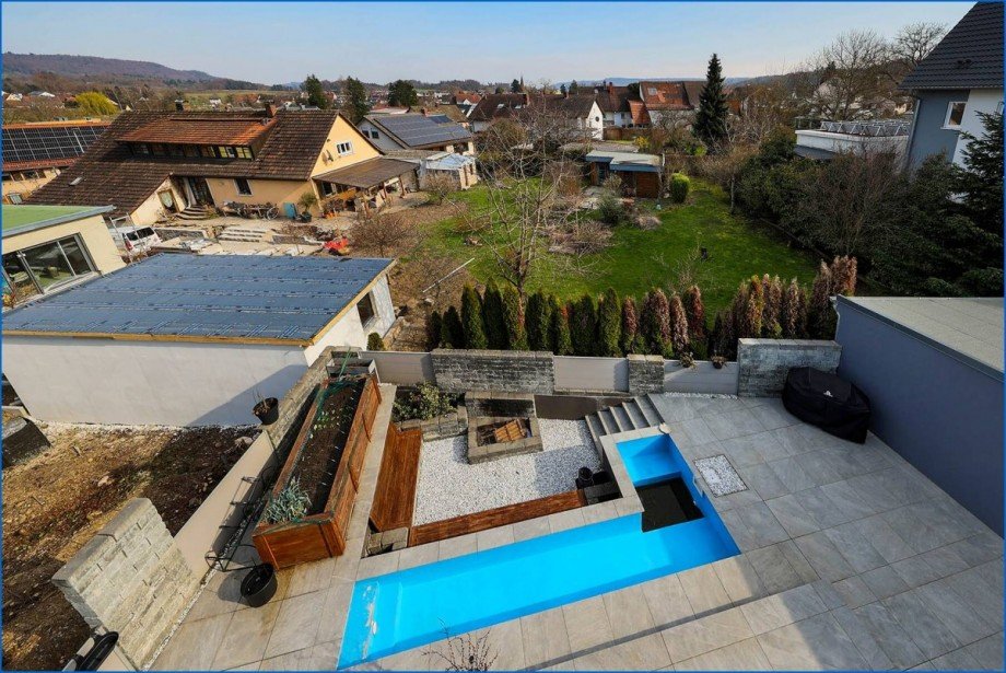 Blick Haus von oben Doppelhaush�lfte Gottmadingen / Bietingen