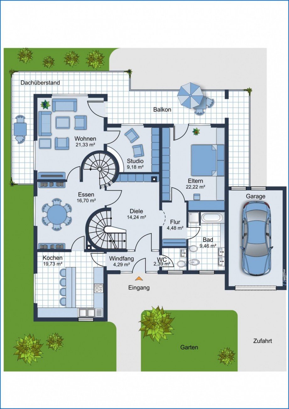 Grundrissplan Erdgeschosswohnung Stockach