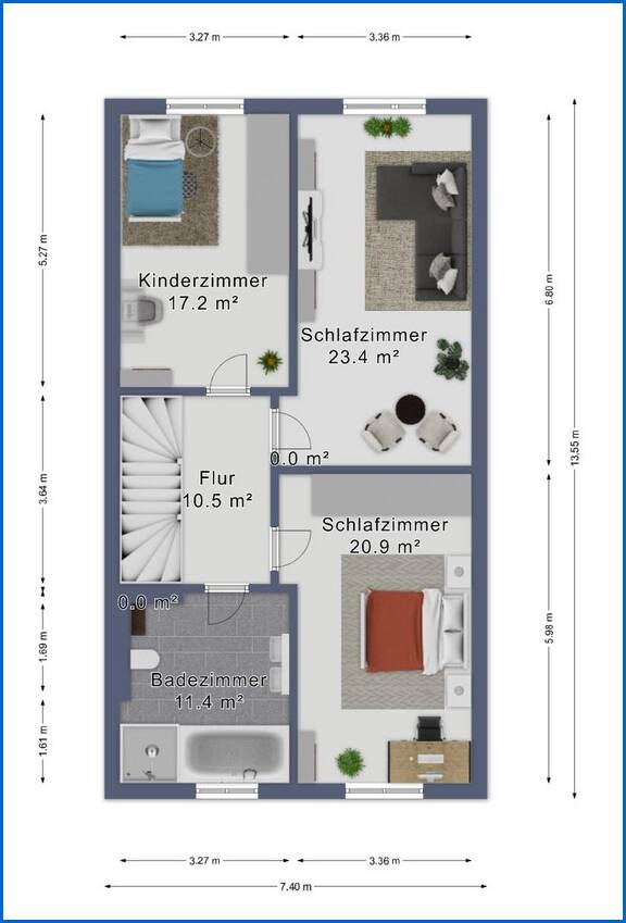 Obergeschoss Reihenmittelhaus Konstanz