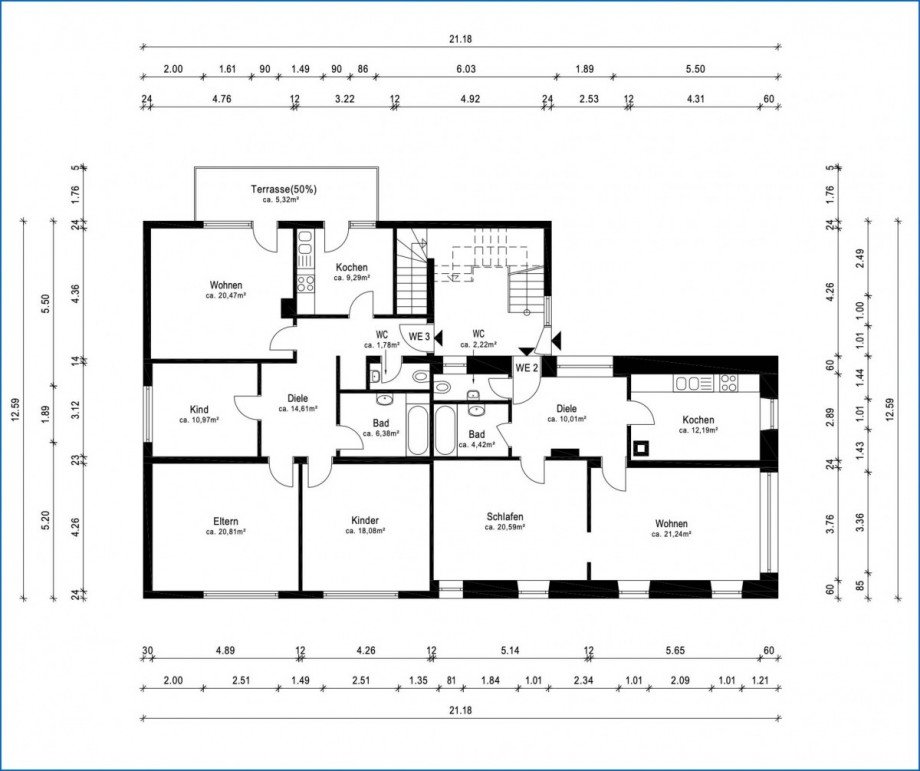 Grundriss Whg.02 und 03 Mehrfamilienhaus Tengen / Watterdingen