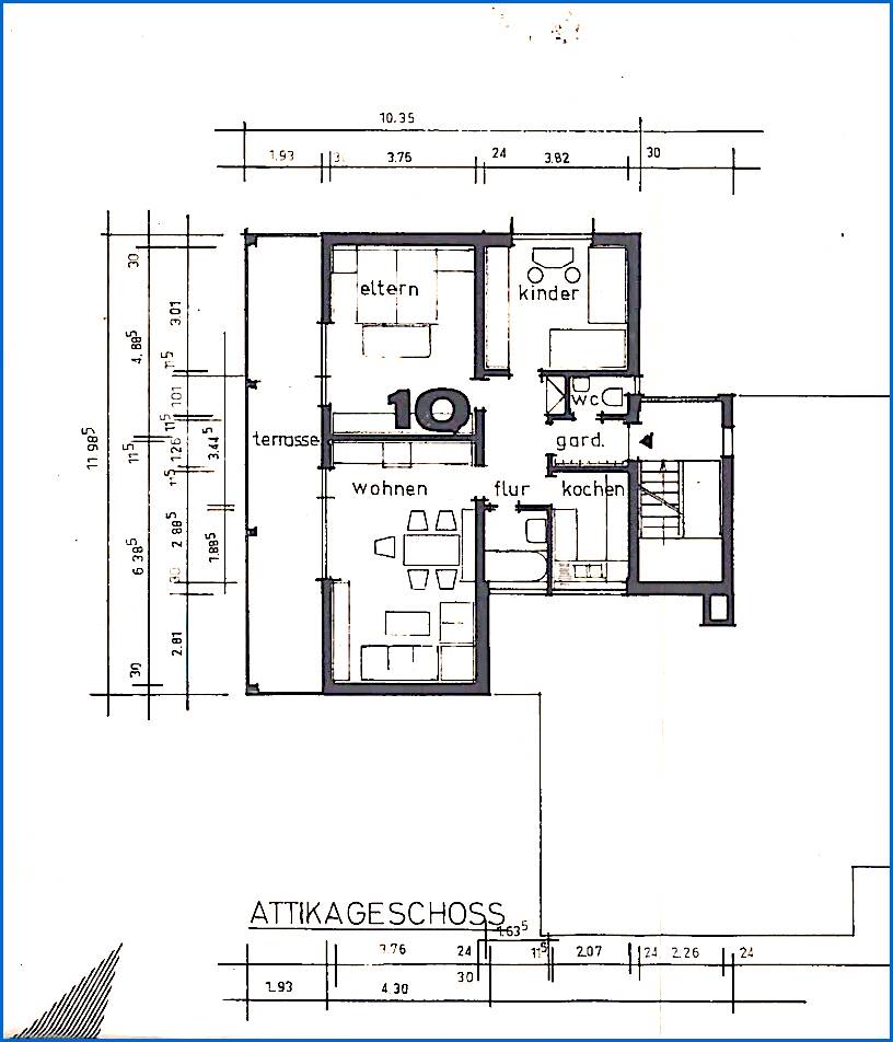 Grundrissplan Dachgeschosswohnung Stockach