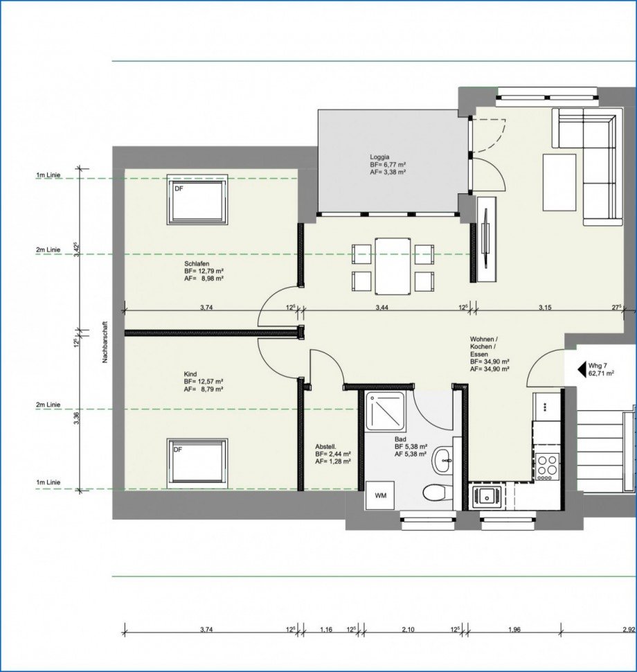 DG Grundriss Etagenwohnung Radolfzell am Bodensee