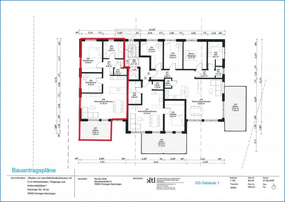 Grundriss OG Whg. 4 Etagenwohnung Orsingen-Nenzingen