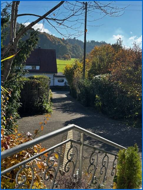 Ausblick von Haus zur Zufahrt Einfamilienhaus M�hlingen / Zoznegg
