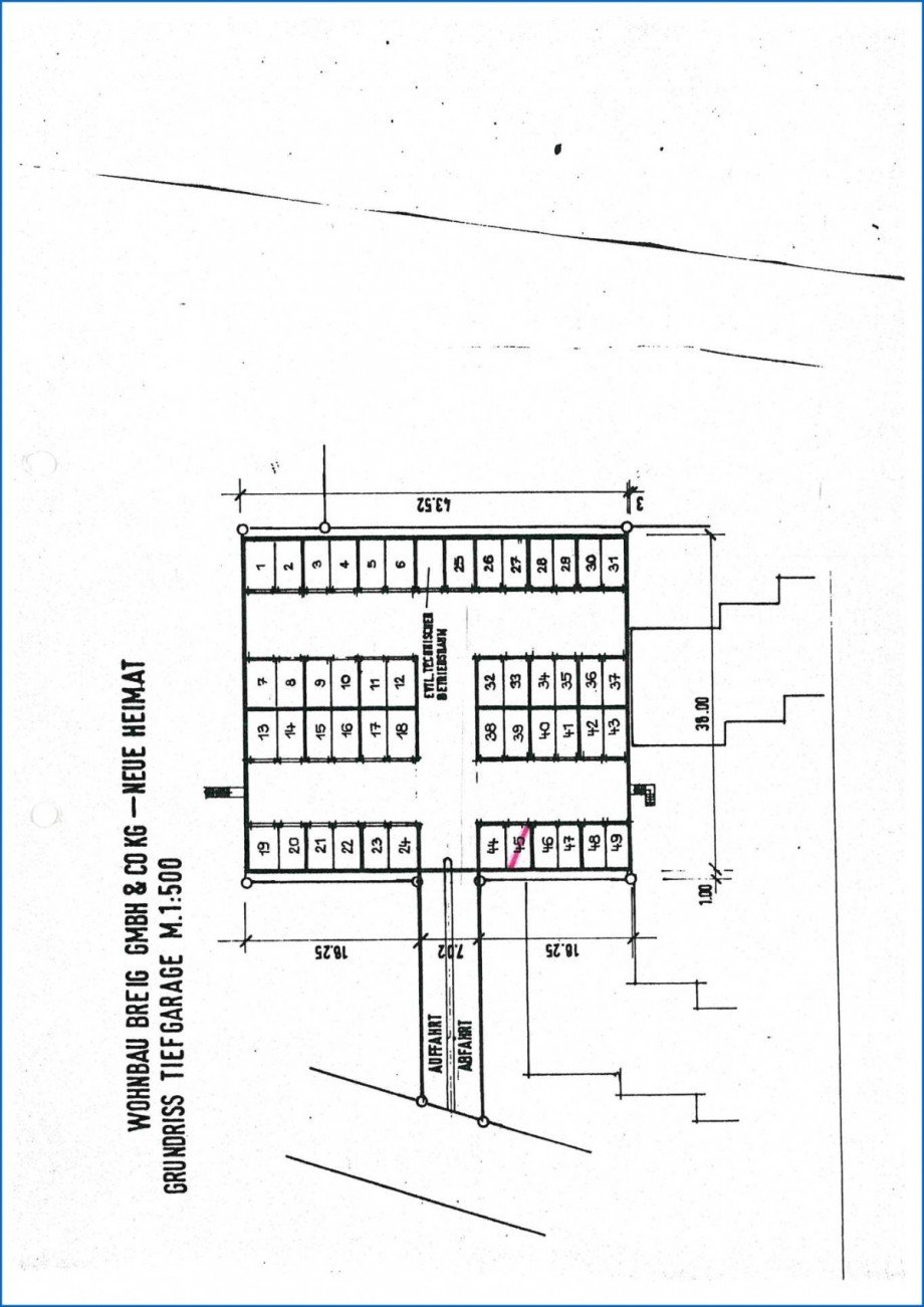 Grundriss Garage Nr. 45 Etagenwohnung Radolfzell am Bodensee