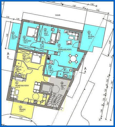 Grundriss 1.OG Penthousewohnung Radolfzell am Bodensee