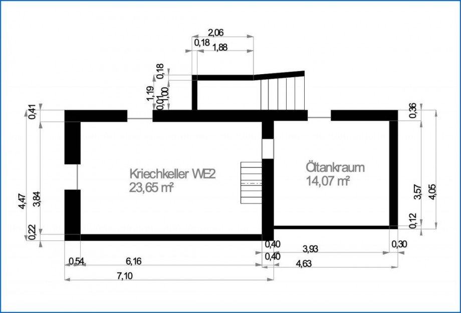 Grundriss UG Etagenwohnung M�hlingen / Zoznegg