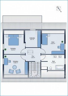 Grundriss DG Visualisierung Gro�z�gig u. modern: Traum-Einfamilienhaus in sch�ner Lage von Rielas.-Worblingen,Bj.24, KfW 40+ !